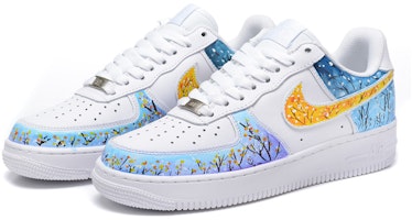 【訂製球鞋】Nike Air Force 1 Low '07 空軍一號 雪中梅花 休閒 低幫 板鞋 女款 藍白色 Lookbook 【訂製球鞋】Nike Air Force 1 Low '07 空軍一號 雪中梅花 休閒 低幫 板鞋 女款 藍白色