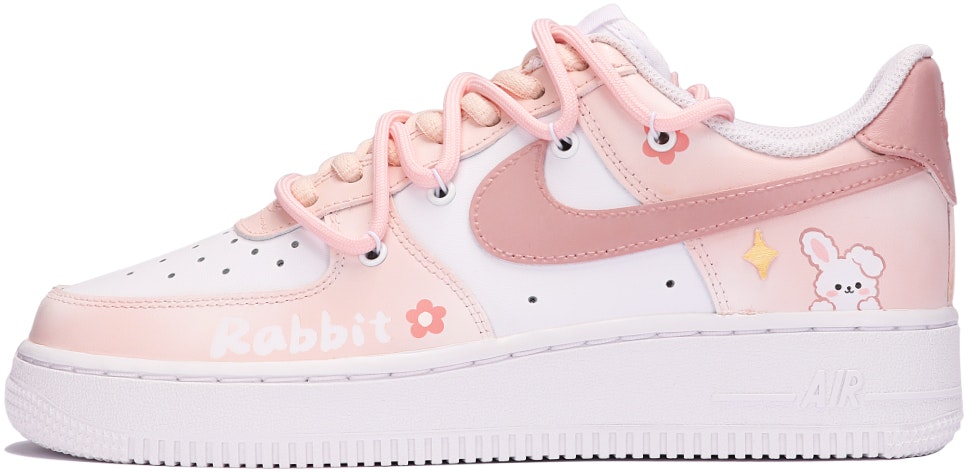 custom-shoes-women-nike-air-force-1-cute-rabbit-pink-white