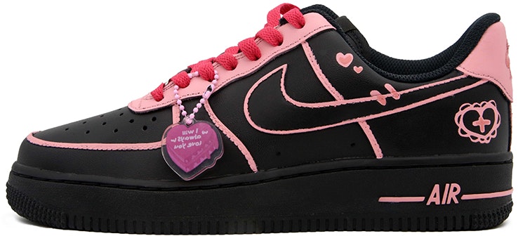 custom-shoes-women-nike-air-force-1-graffiti-diary-minimalist-black-pink-dd-8959-001-team175