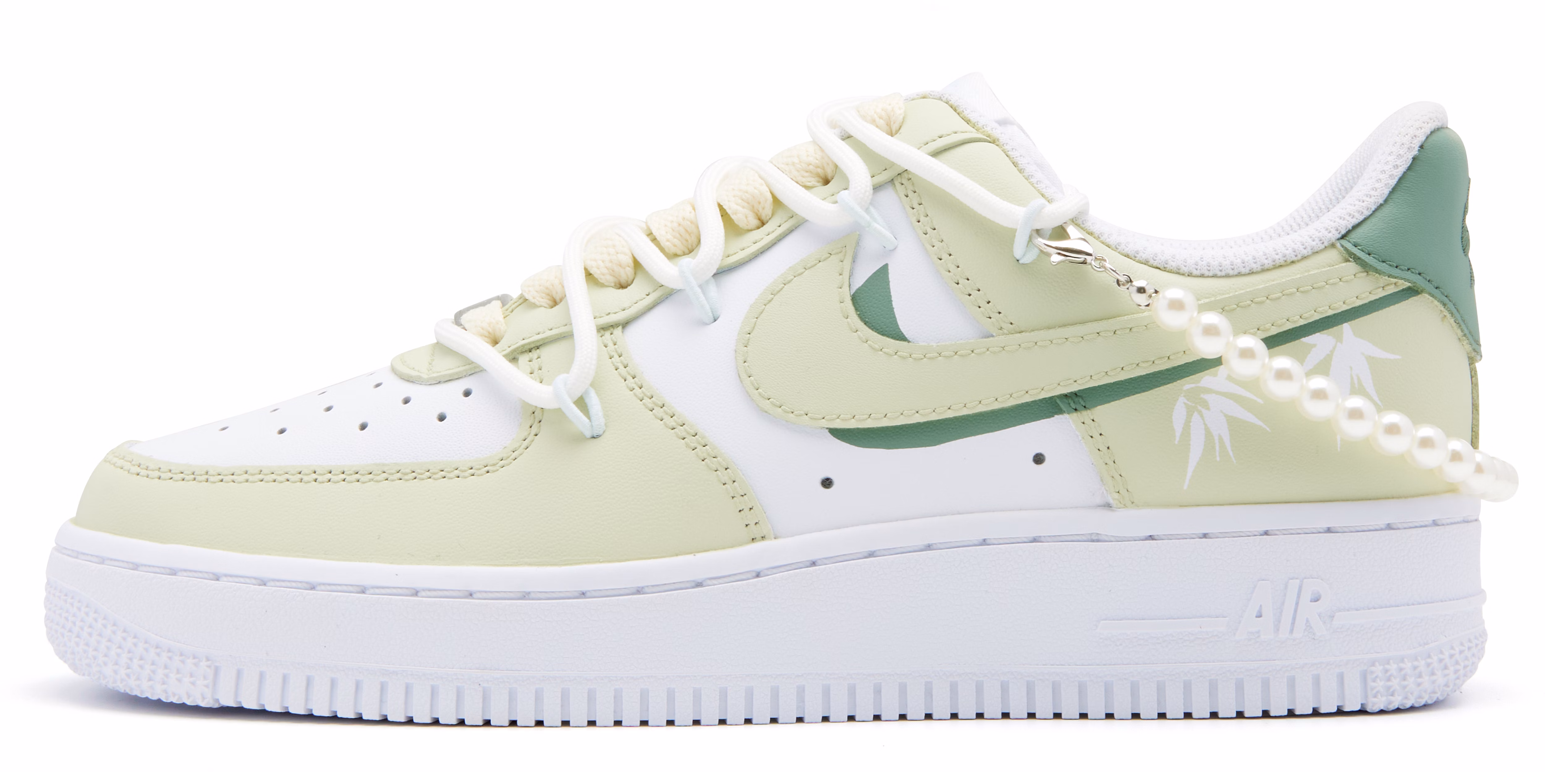 custom-shoes-women-nike-air-force-1-white-green-pearl