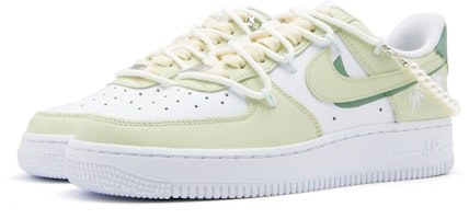 【定製籃球鞋】Nike Air Force 1 竹抚風 復古潮流 舒適百搭 珍珠可拆卸 防滑減震 低筒 板鞋 女款 白綠 Shop 【定製籃球鞋】Nike Air Force 1 竹抚風 復古潮流 舒適百搭 珍珠可拆卸 防滑減震 低筒 板鞋 女款 白綠