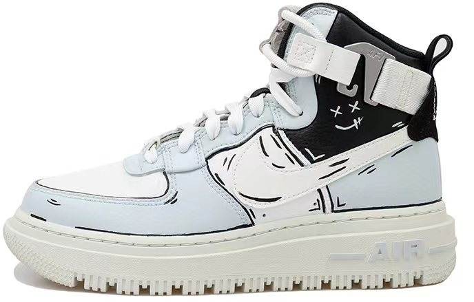 custom-shoes-women-nike-air-force-1-high-comic-graffiti-black-white-grey