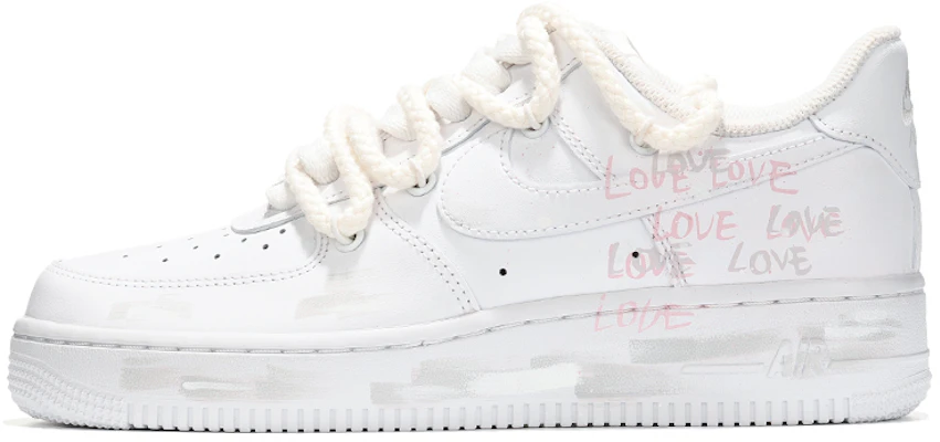 【客製球鞋】 Nike Air Force 1 Low 嘻哈街頭 潑墨塗鴉 麻繩解構 千禧辣妹 高筒 板鞋 女款 白 Buy 【客製球鞋】 Nike Air Force 1 Low 嘻哈街頭 潑墨塗鴉 麻繩解構 千禧辣妹 高筒 板鞋 女款 白