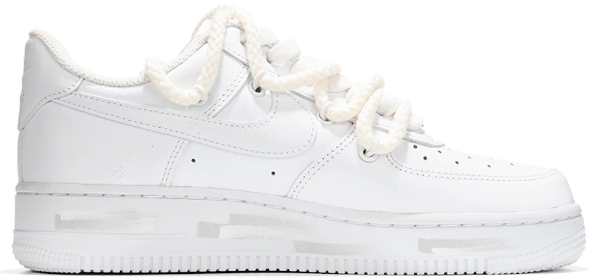 【客製球鞋】 Nike Air Force 1 Low 嘻哈街頭 潑墨塗鴉 麻繩解構 千禧辣妹 高筒 板鞋 女款 白 Order 【客製球鞋】 Nike Air Force 1 Low 嘻哈街頭 潑墨塗鴉 麻繩解構 千禧辣妹 高筒 板鞋 女款 白
