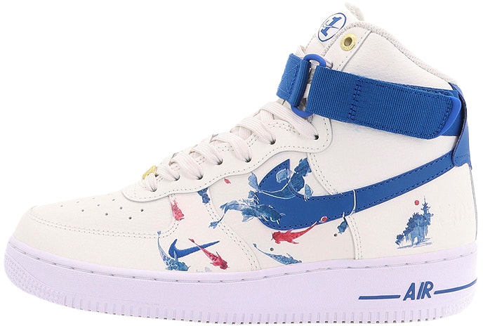 custom-shoes-women-nike-air-force-1-high-red-blue-koi