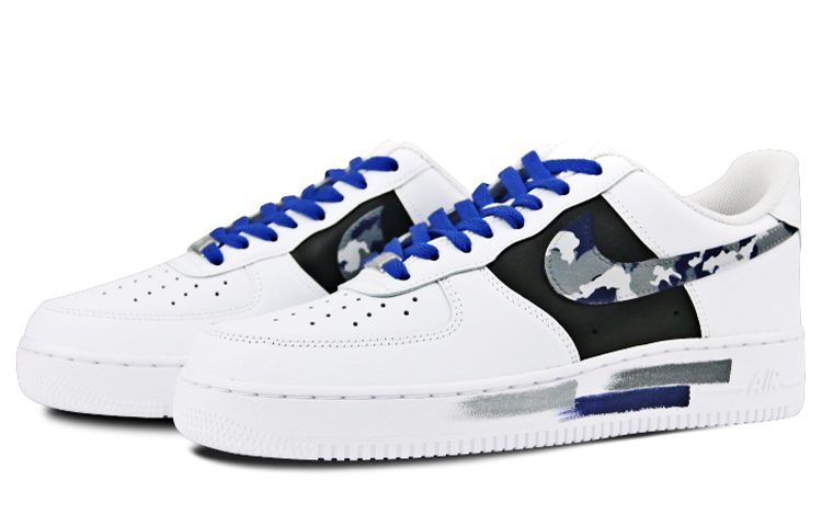 Lookbook (W) [Sepatu Custom] Nike Air Force 1 Low '07 'Graffiti Camo - Putih Biru Abu' 314192-117(Team叁-女款喷绘手绘白蓝灰迷彩)