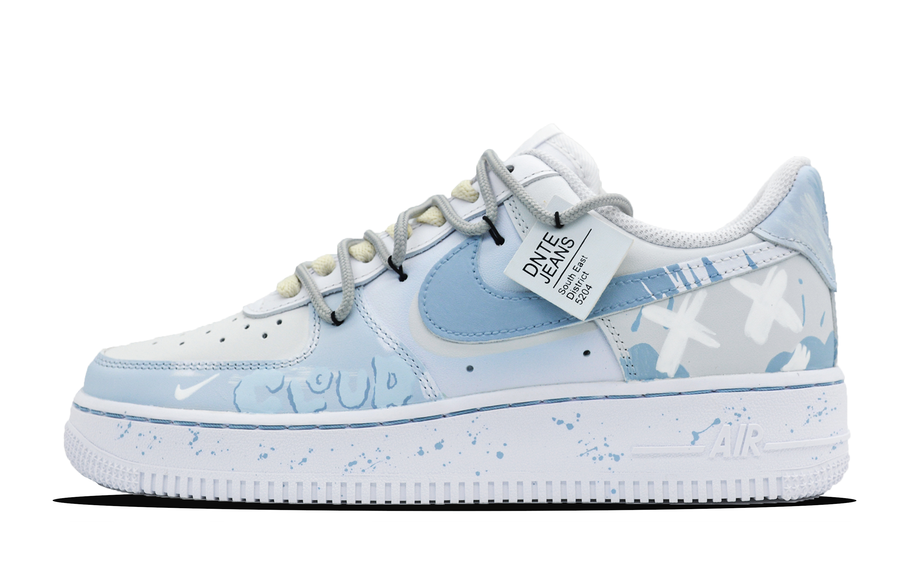 Buy 【訂製球鞋】Nike Air Force 1 Low '07 空軍一號 島嶼天堂 精緻塗鴉 潑墨復古 低筒 板鞋 女款 米藍