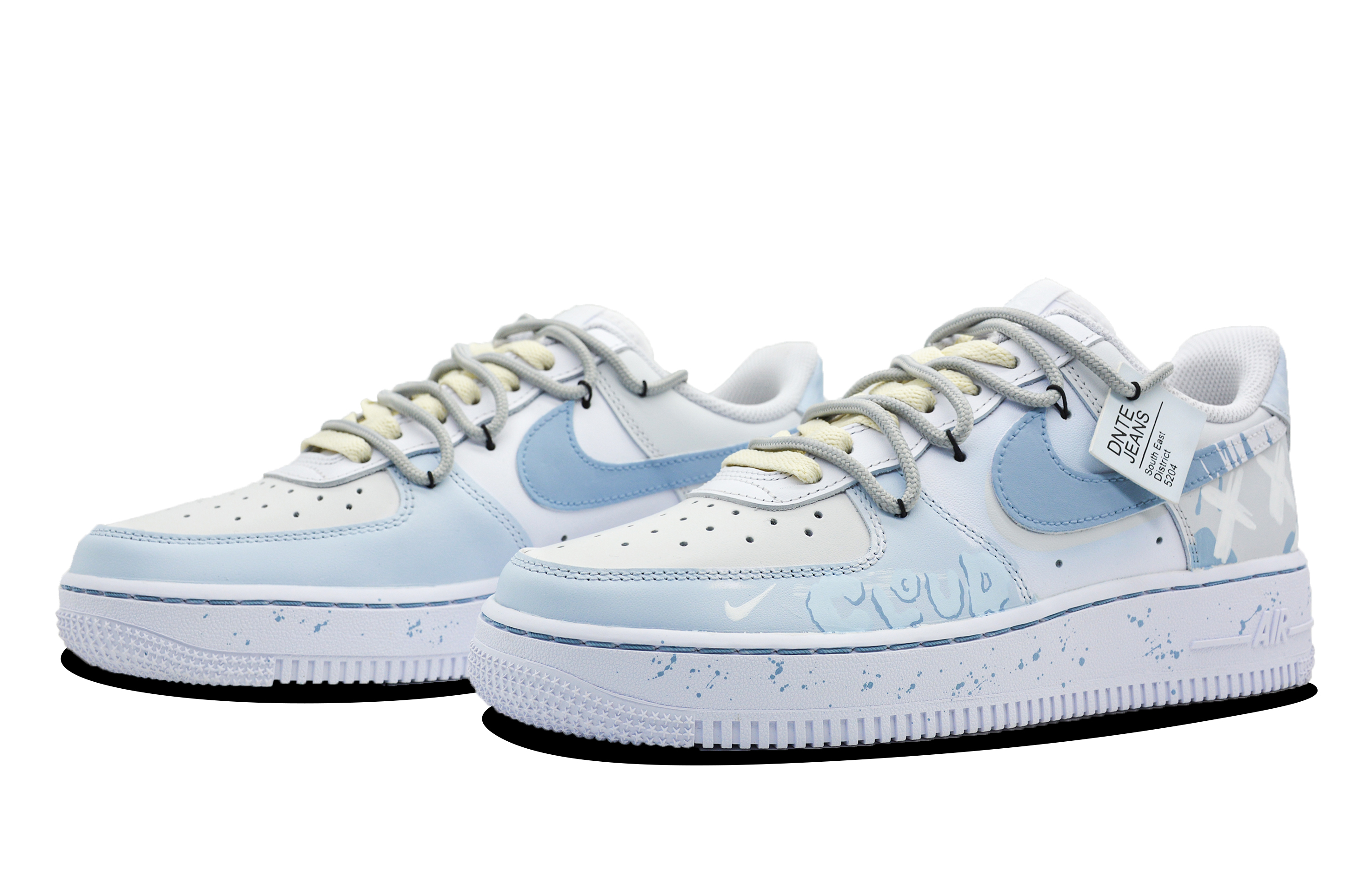 Lookbook 【訂製球鞋】Nike Air Force 1 Low '07 空軍一號 島嶼天堂 精緻塗鴉 潑墨復古 低筒 板鞋 女款 米藍
