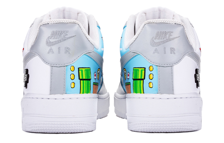 Details for (W) 나이키 에어포스 1 '마리오 픽셀 블루그레이' (커스텀) 315115-112（TeamA-女款儿童节马里奥白灰）