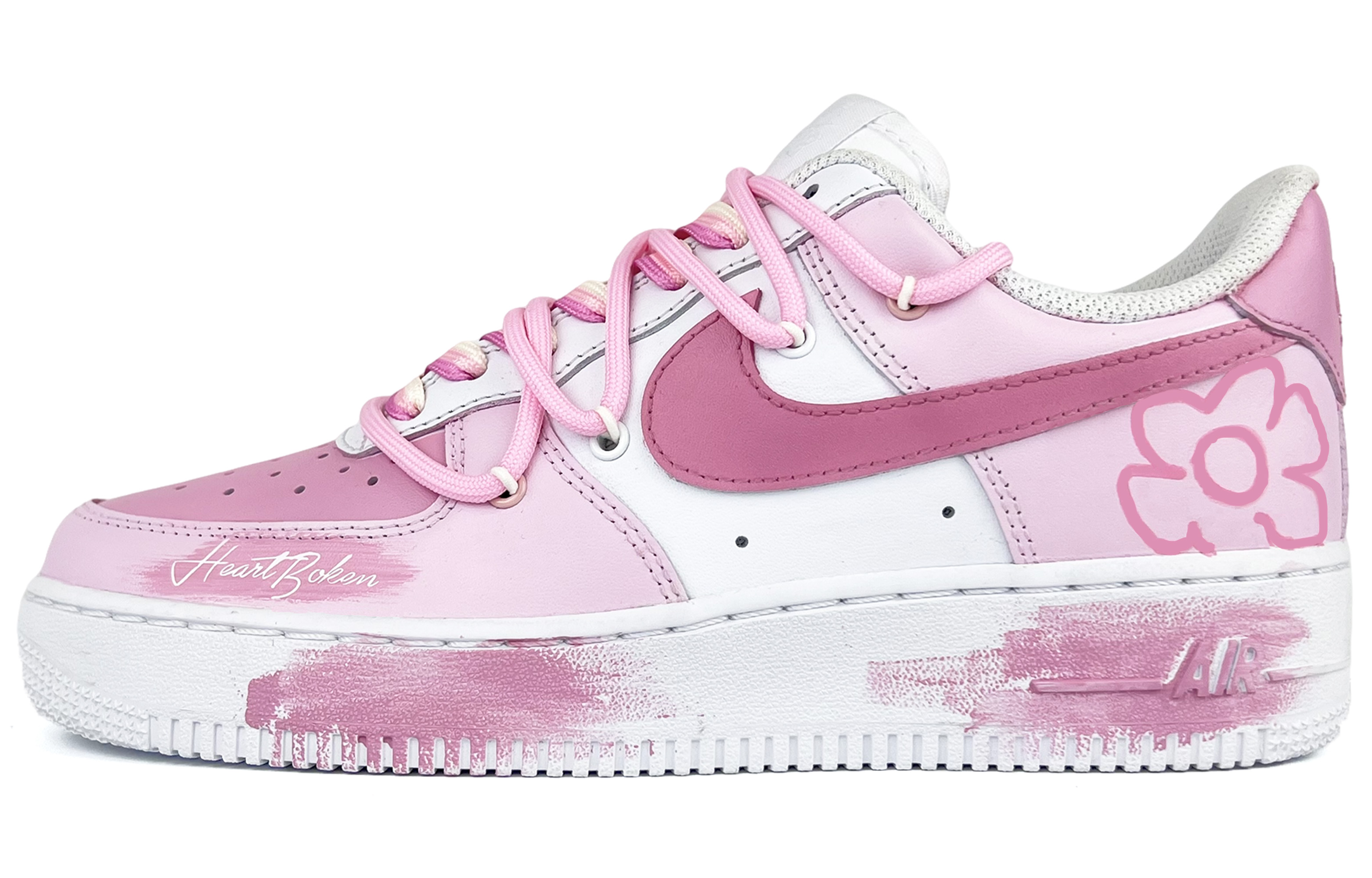 Buy 【訂製球鞋】Nike Air Force 1 Low 07 隨心 復古簡約風 舒適百搭 小花塗鴉 解構 低筒 球鞋 女款 白粉色