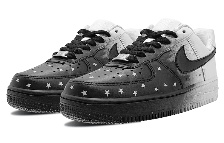 Lookbook 【定制球鞋】 Nike Air Force 1 Low 07 空軍一號 皮質 潑墨 滿天星 漸變 噴繪 低筒 板鞋 女款 黑白