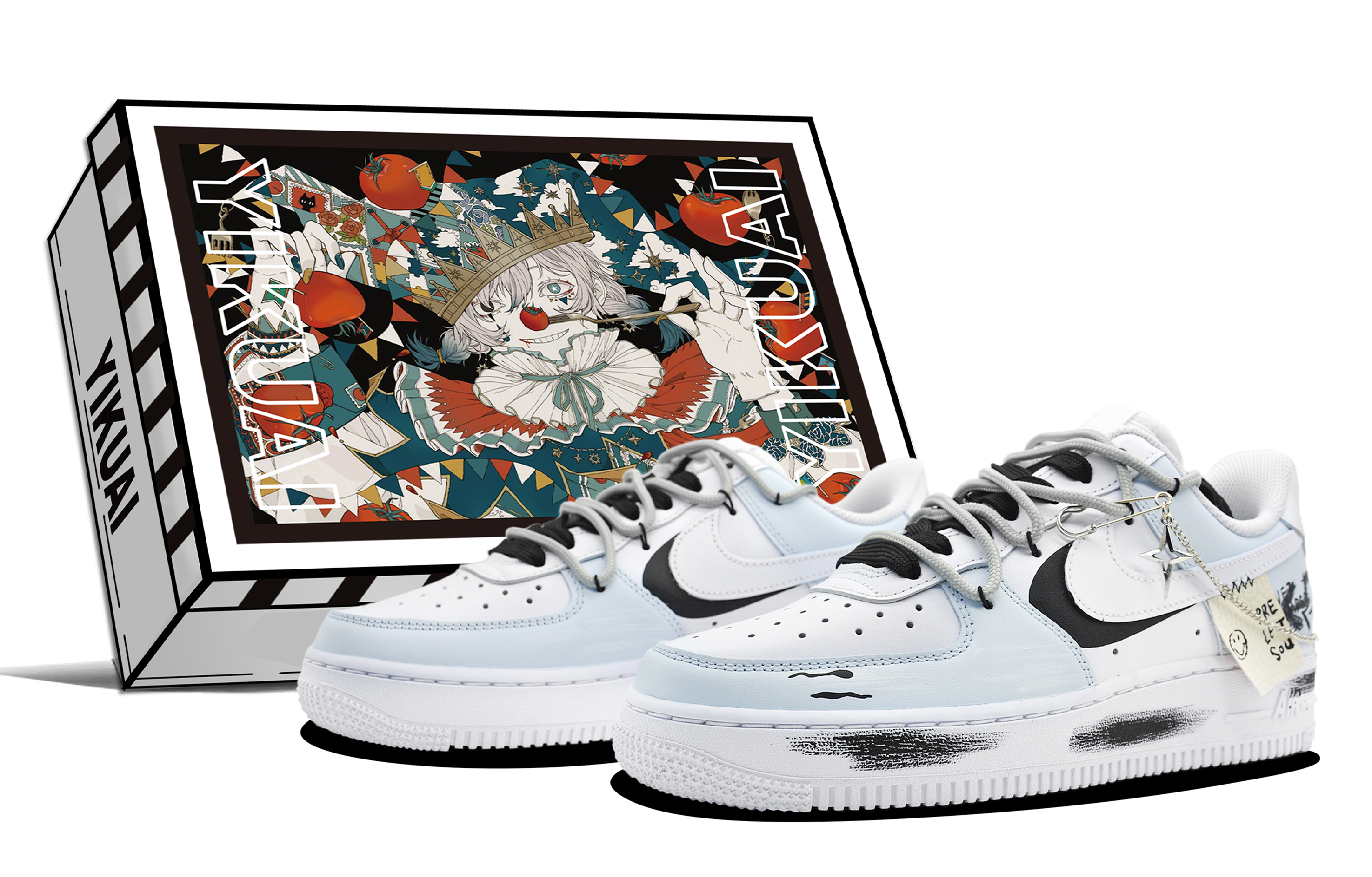 [Custom Shoes] (W) Nike Air Force 1 Low '07 'White Grey Blue Gradient Deconstructed'