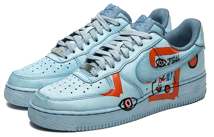 Lookbook (W) [Sepatu Kustom] Nike Air Force 1 Low 'Biru Muda Abstrak' DD8959-100(TeamB-女款抽象画浅蓝)