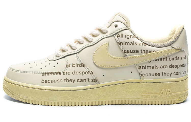 Buy (W) [Kasut Custom] Nike Air Force 1 Rendah 'Cetakan Surat Khabar Lama - Beige' DD8959-100(Team1-女款做旧氧化报纸字体)