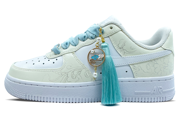 Buy 【訂製球鞋】 Nike Air Force 1 Low 空軍一號 古風絲綢 國風祥雲 噴繪 手繪 低幫 板鞋 女款 米白色