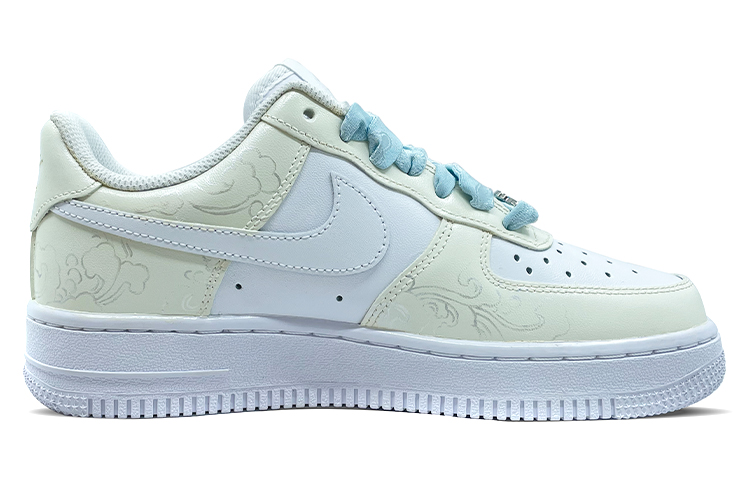 Order 【訂製球鞋】 Nike Air Force 1 Low 空軍一號 古風絲綢 國風祥雲 噴繪 手繪 低幫 板鞋 女款 米白色