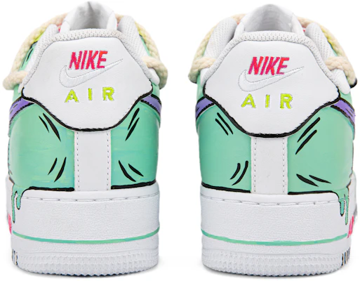 【定製球鞋】 Nike Air Force 1 Low 空軍一號 動漫二次元 塗鴉解構雙鞋帶 融化 低筒 板鞋 女款 白綠紫 Shop 【定製球鞋】 Nike Air Force 1 Low 空軍一號 動漫二次元 塗鴉解構雙鞋帶 融化 低筒 板鞋 女款 白綠紫