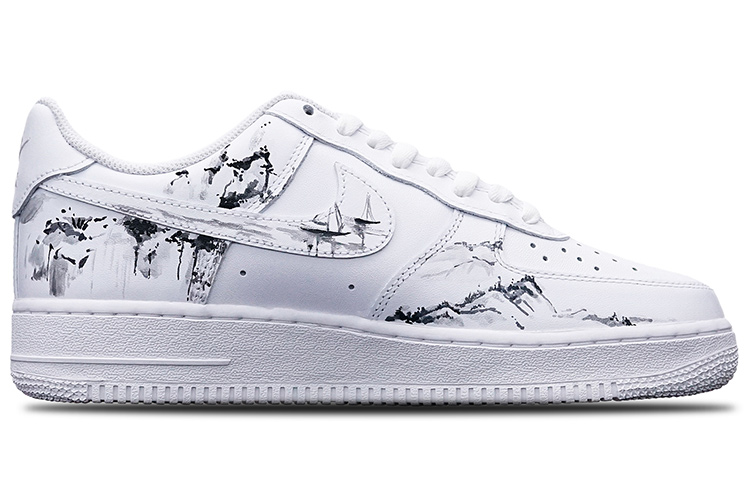 Order (W) [Kasut Custom] Nike Air Force 1 Low 'Bamboo Ink - Guochao' DD8959-100(Teamone-女款水墨竹叶)