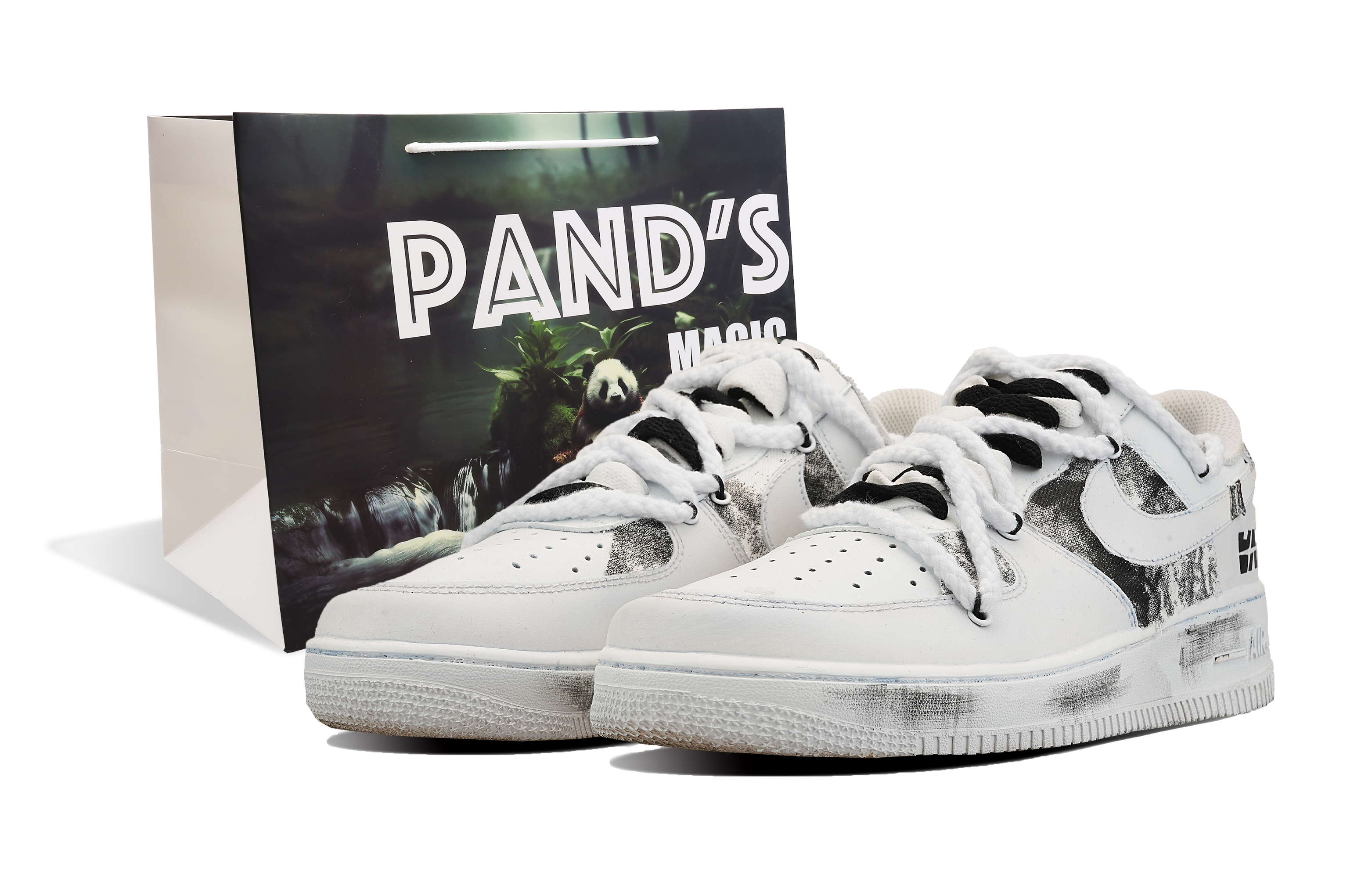 [Custom Shoes] (W) Nike Air Force 1 Low 'Black White Shadow'