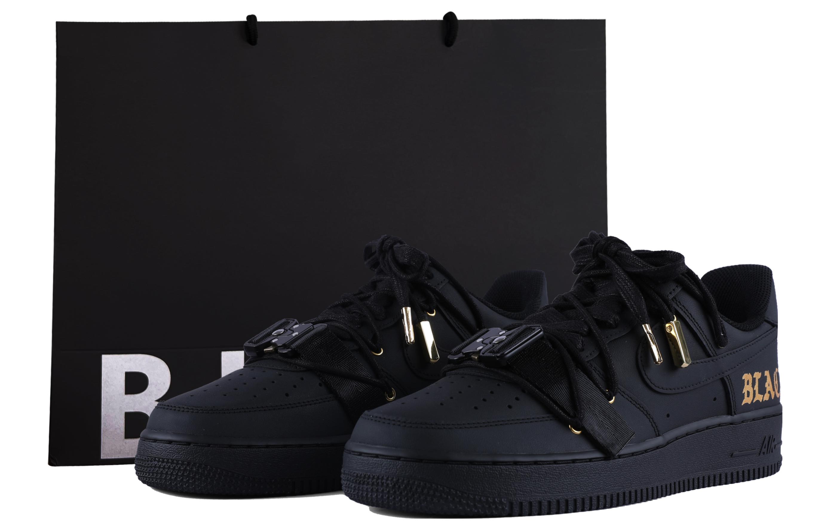Buy (W) [Zapatos Personalizados] Nike Air Force 1 Low 'Negro Metálico' DD8959-001(Team55-哑光黑金S-BOX)