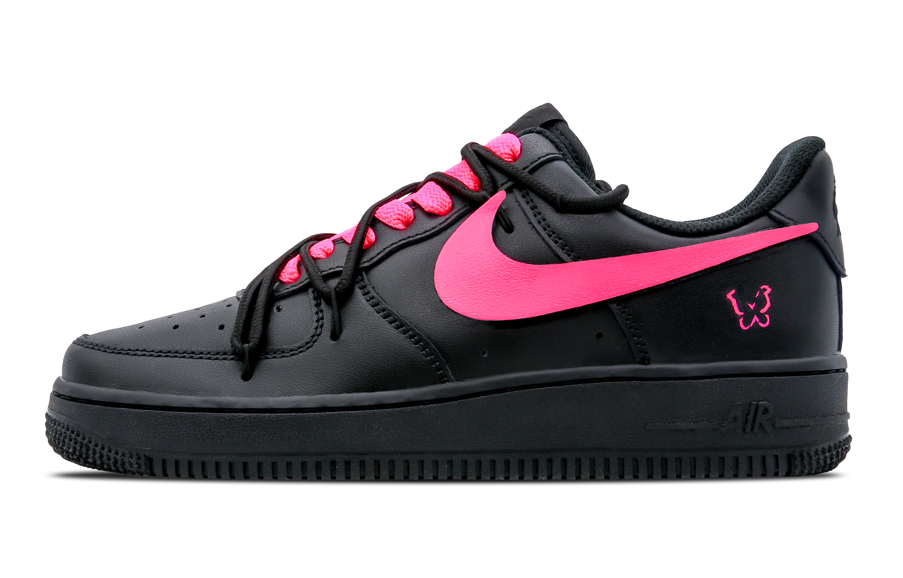 Buy 【客製球鞋】 Nike Air Force 1 Low 空軍一號 蝴蝶公主 解構貼皮 簡約 低筒 板鞋 女款 黑色粉
