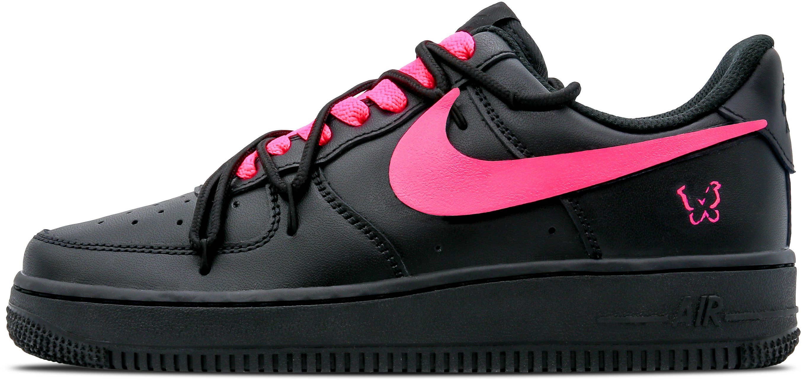 custom-shoes-women-nike-air-force-1-low-black-pink-butterfly-princess