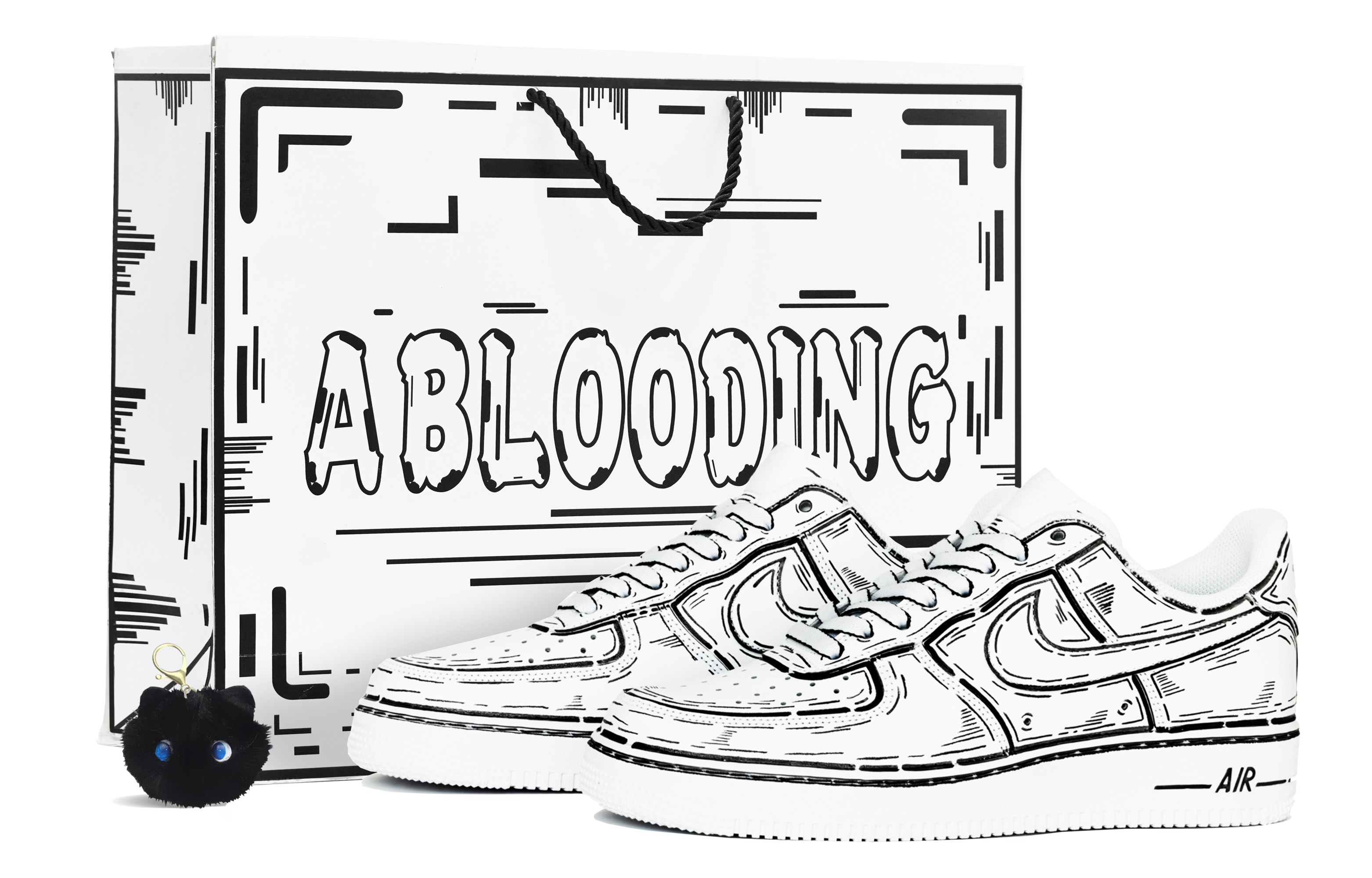 Buy (W) [Kasut Custom] Nike Air Force 1 Low 'Animasi Hitam Scribble' DD8959-100(Team14-二次元S-Box)