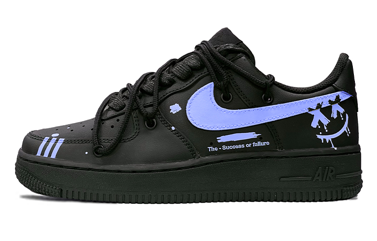 Buy (W) [定制鞋] 耐克空军1号低帮 '黑紫微笑' DD8959-001(TeamK-紫苑)