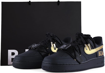 【訂製球鞋】Nike Air Force 1 Low 07 空軍一號 黑武士 暗黑 街頭 作風 低筒 板鞋 女款 黑金 Buy 【訂製球鞋】Nike Air Force 1 Low 07 空軍一號 黑武士 暗黑 街頭 作風 低筒 板鞋 女款 黑金