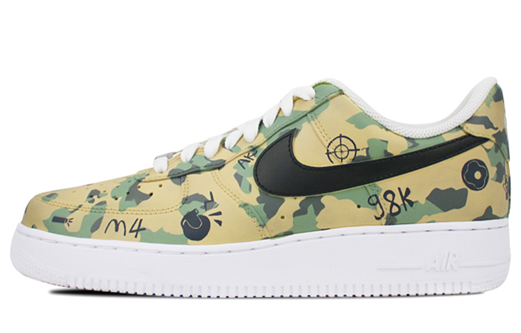 Buy (W) [Sepatu Custom] Nike Air Force 1 Low 'Camo Hitam Kuning Hijau Dilukis Tangan' 314192-117(Team叁-女款喷绘手绘迷彩温变军事)
