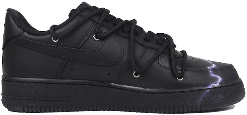 【定制球鞋】Nike Air Force 1 Low 閃電 解構鞋帶 低幫 板鞋 女款 黑紫 Order 【定制球鞋】Nike Air Force 1 Low 閃電 解構鞋帶 低幫 板鞋 女款 黑紫