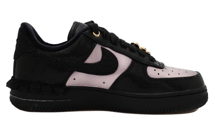 Order (W) [Sepatu Kustom] Nike Air Force 1 Low 'Kulit Ular Hitam Perak' DX6035-001(Team拾玖-蛇皮蕾丝S-BOX）