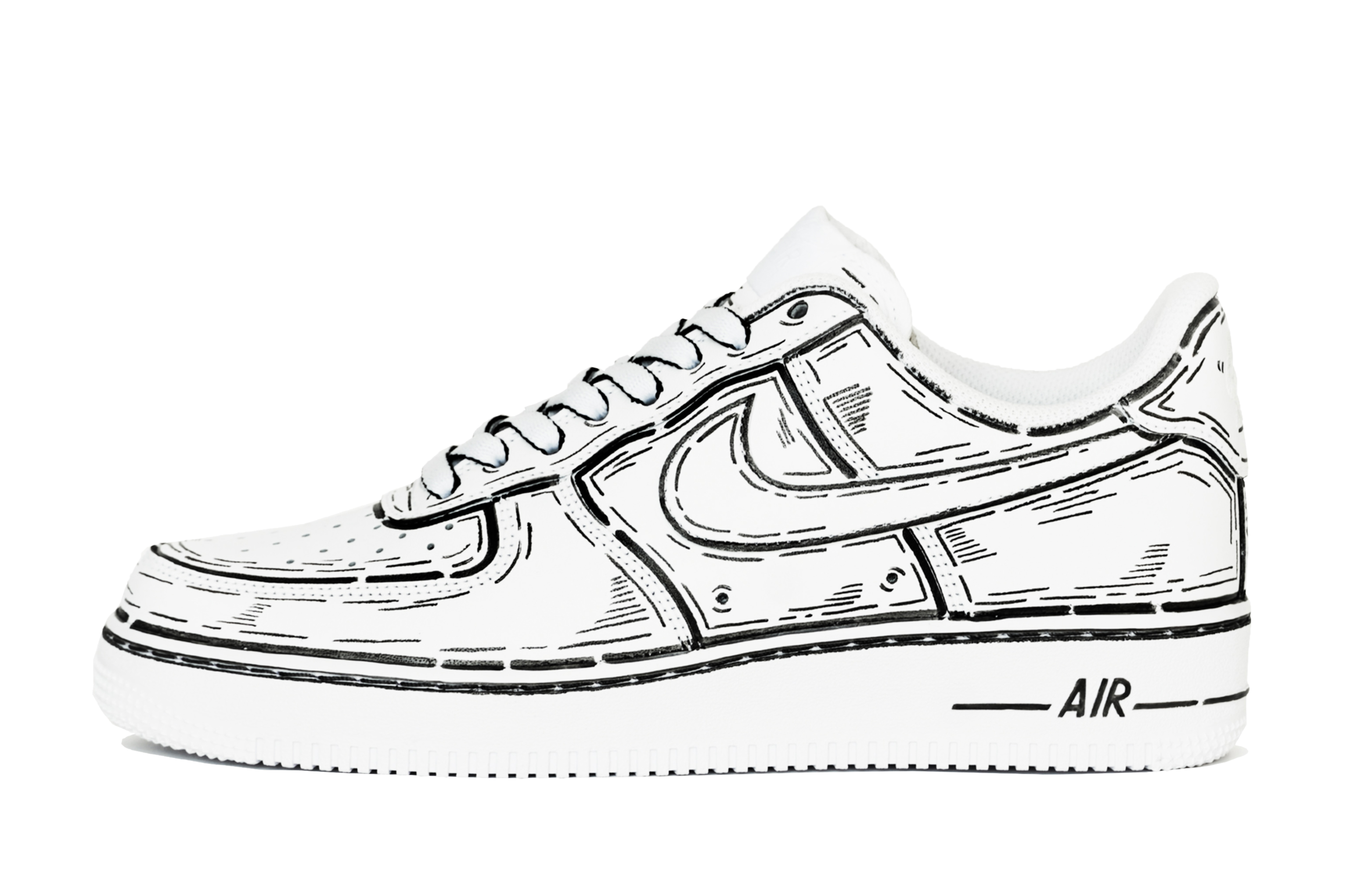 Order (W) [Kasut Custom] Nike Air Force 1 Low 'Animasi Hitam Scribble' DD8959-100(Team14-二次元S-Box)