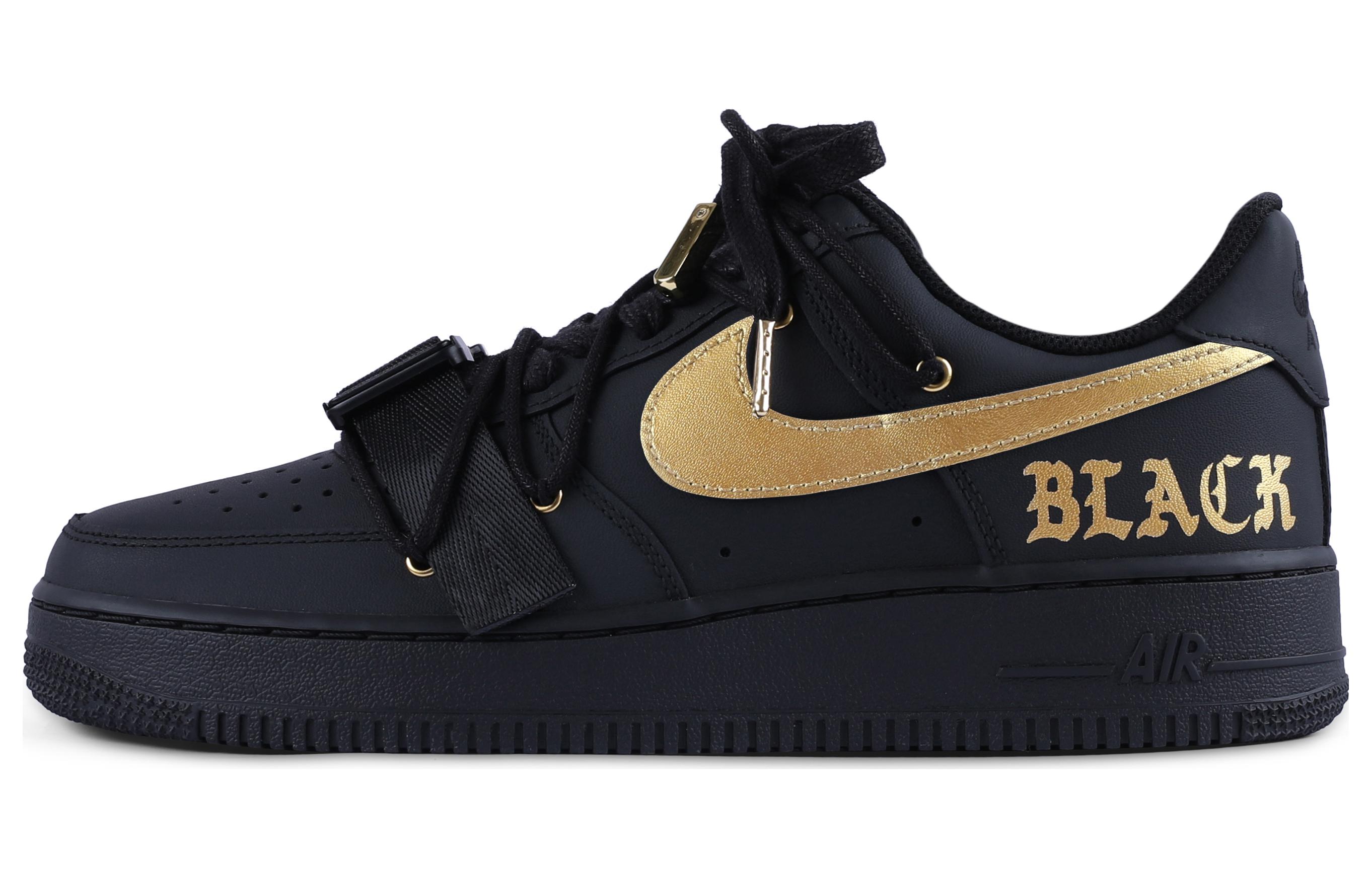 Order 【訂製球鞋】Nike Air Force 1 Low 07 空軍一號 黑武士 暗黑 街頭 作風 低筒 板鞋 女款 黑金