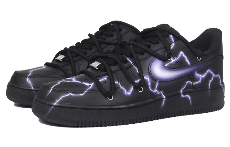 Lookbook (W) 나이키 에어포스 1 로우 '블랙퍼플 디컨스트럭티드' (커스텀) DD8959-001(TeamJ-喷绘闪电主题女款)