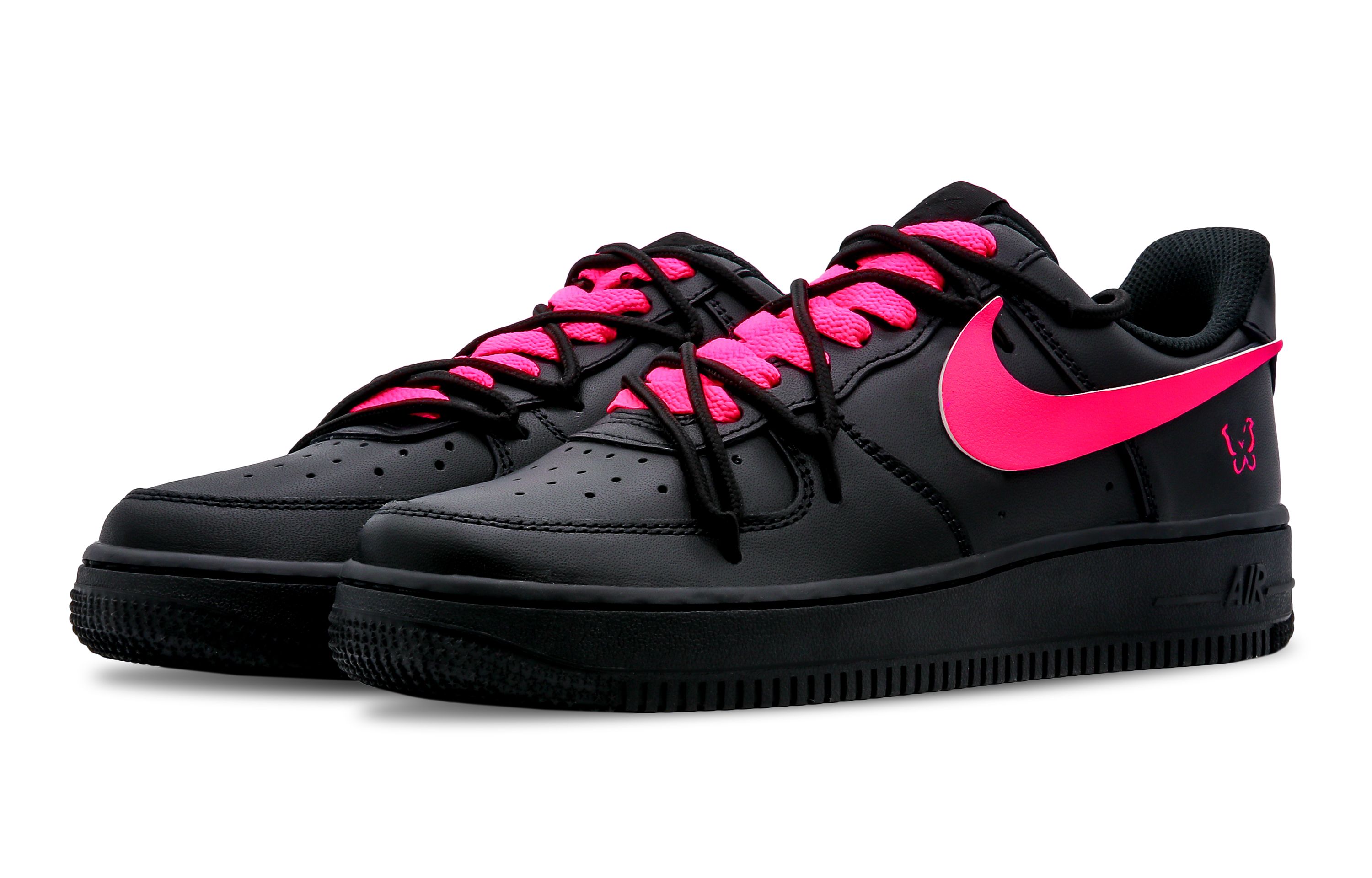 Lookbook 【客製球鞋】 Nike Air Force 1 Low 空軍一號 蝴蝶公主 解構貼皮 簡約 低筒 板鞋 女款 黑色粉