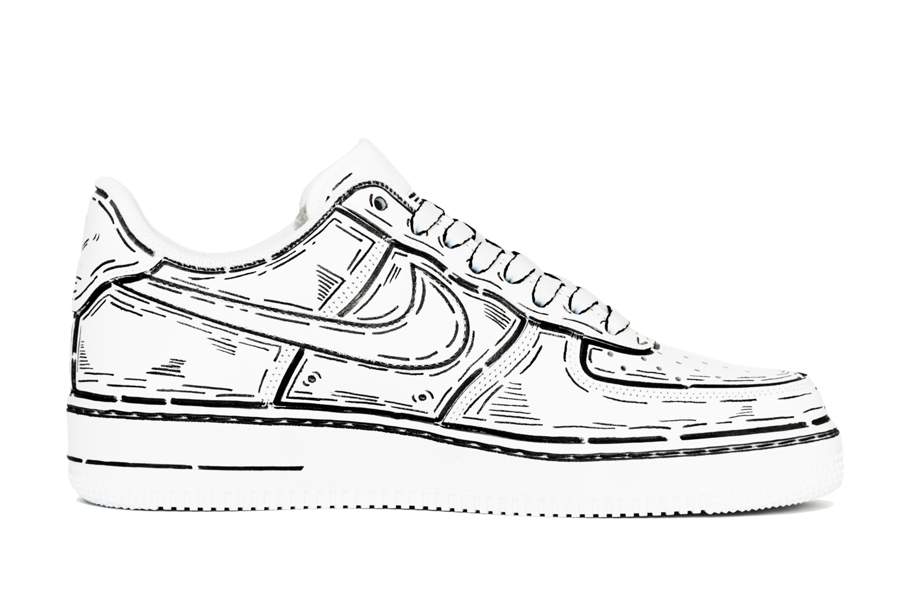 Lookbook (W) [Kasut Custom] Nike Air Force 1 Low 'Animasi Hitam Scribble' DD8959-100(Team14-二次元S-Box)