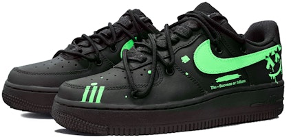 【定制球鞋】Nike Air Force 1 Low 空軍一號 DSC解構鞋帶 卡通笑臉 高街 低幫 板鞋 女款 黑綠 Lookbook 【定制球鞋】Nike Air Force 1 Low 空軍一號 DSC解構鞋帶 卡通笑臉 高街 低幫 板鞋 女款 黑綠