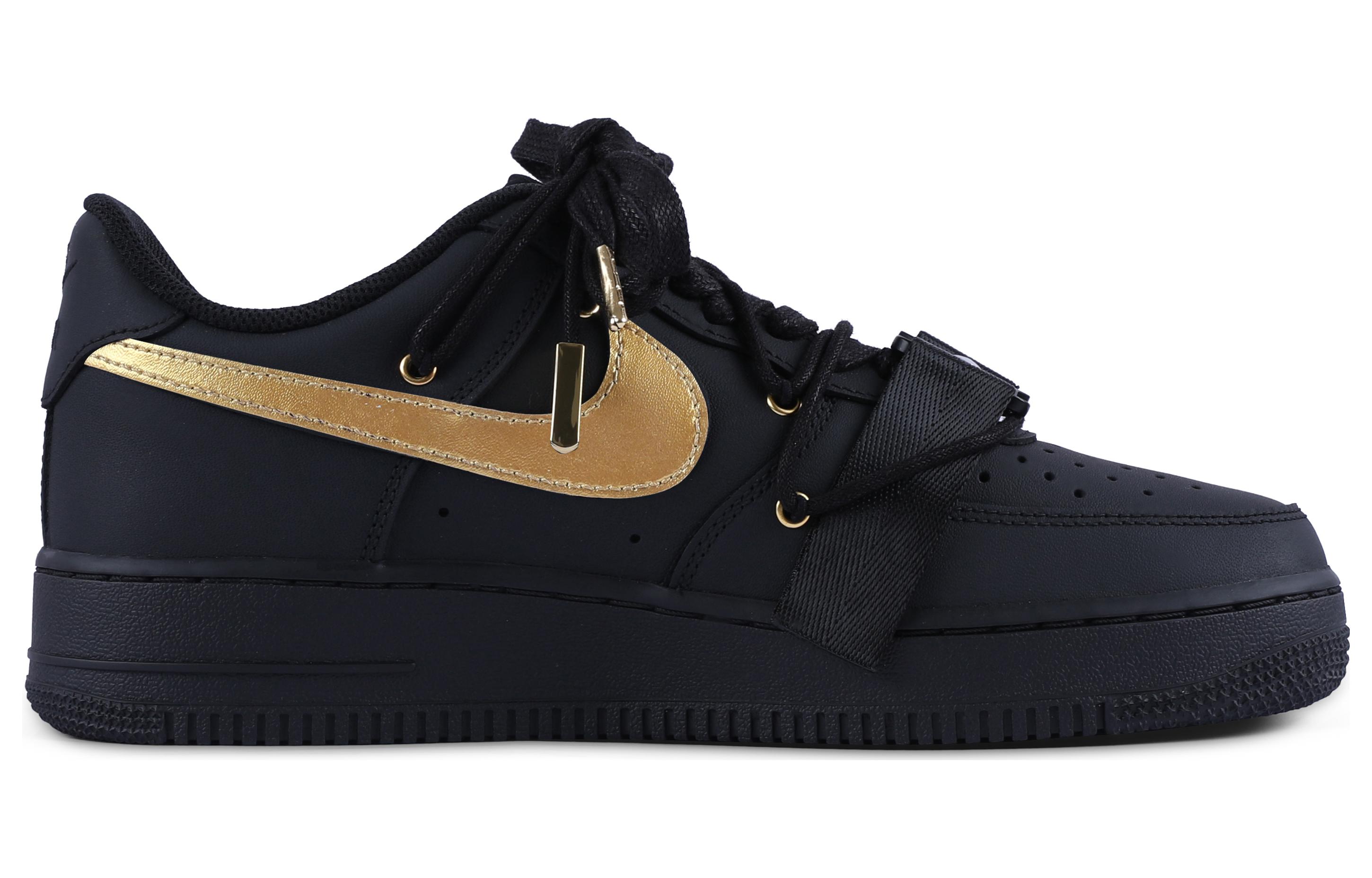 Lookbook 【訂製球鞋】Nike Air Force 1 Low 07 空軍一號 黑武士 暗黑 街頭 作風 低筒 板鞋 女款 黑金