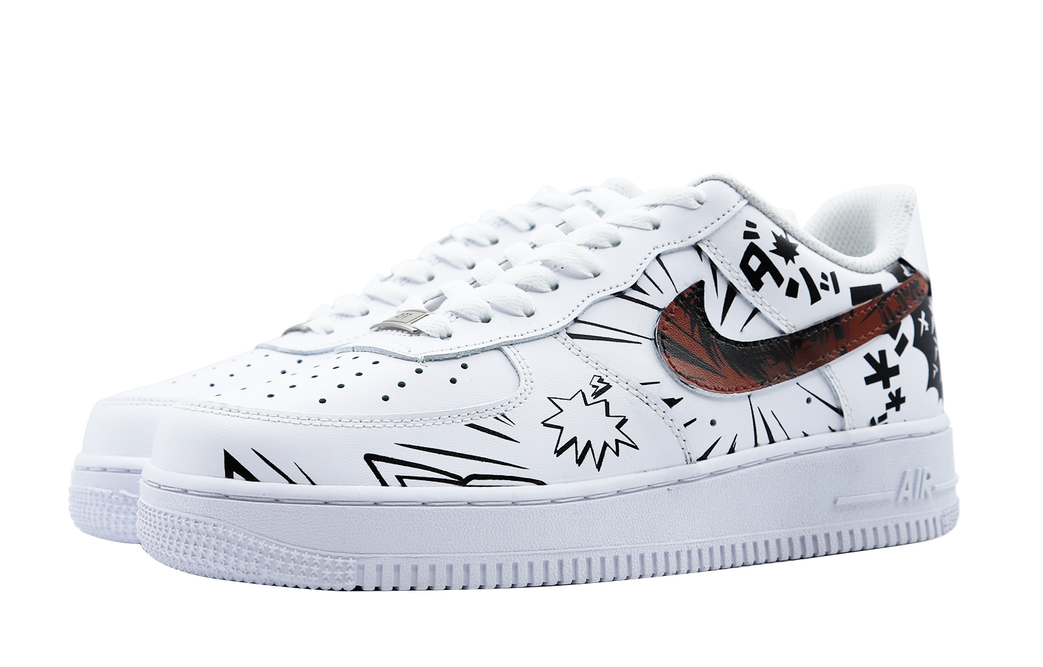 Lookbook 【訂製球鞋】 Nike Air Force 1 Low 熱血男高 復古經典 街頭潮流 手繪簡約百搭 低筒 板鞋 女款 黑白紅
