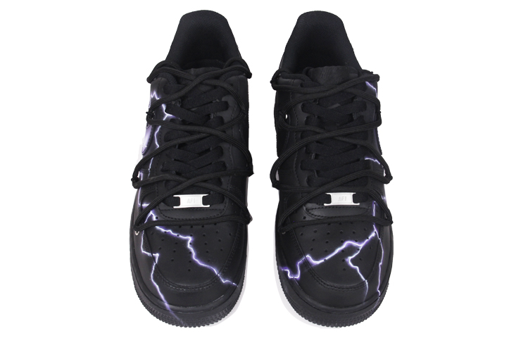 Shop (W) 나이키 에어포스 1 로우 '블랙퍼플 디컨스트럭티드' (커스텀) DD8959-001(TeamJ-喷绘闪电主题女款)