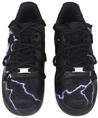 【定制球鞋】Nike Air Force 1 Low 閃電 解構鞋帶 低幫 板鞋 女款 黑紫 Shop 【定制球鞋】Nike Air Force 1 Low 閃電 解構鞋帶 低幫 板鞋 女款 黑紫