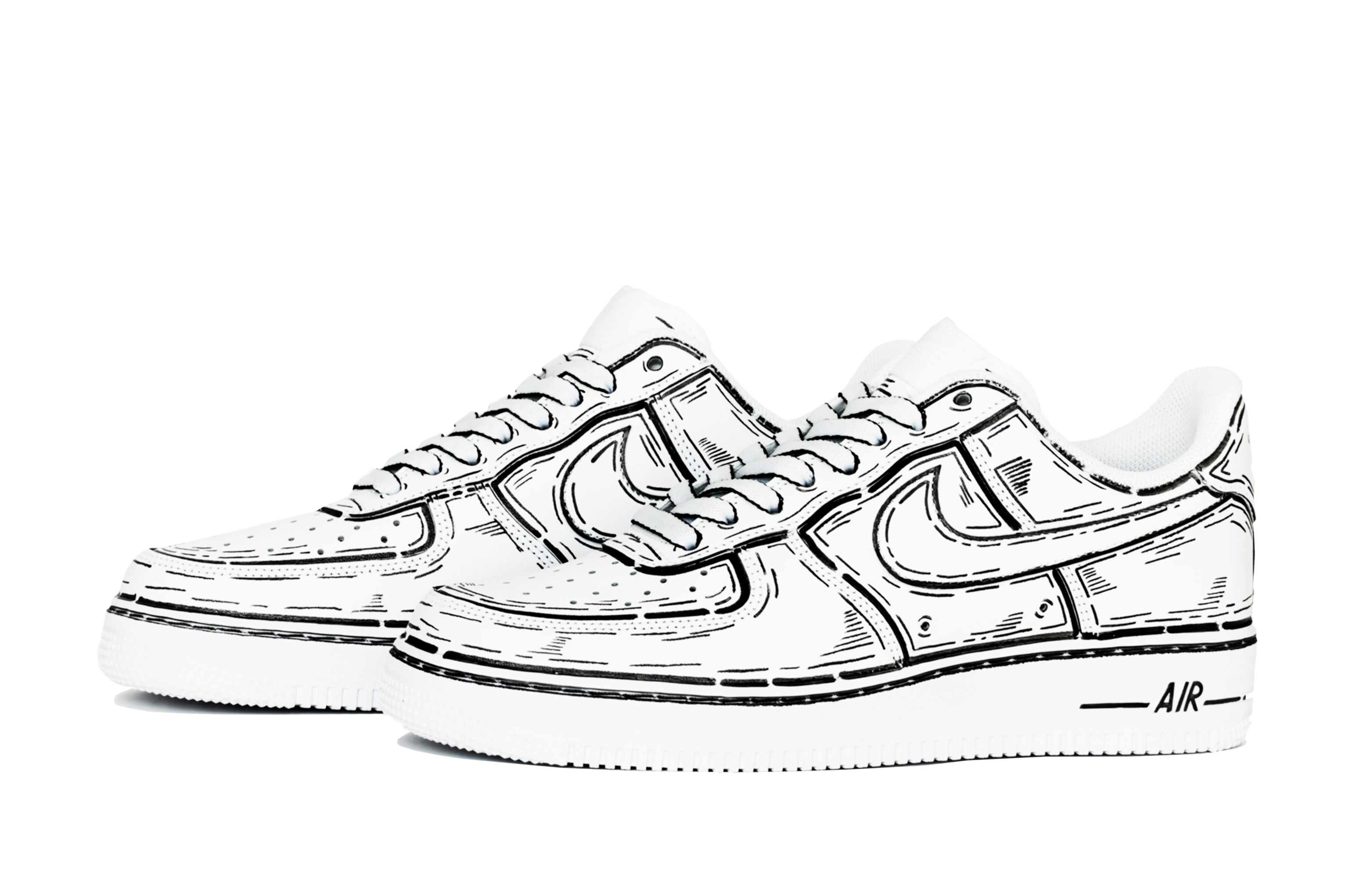 Shop (W) [Kasut Custom] Nike Air Force 1 Low 'Animasi Hitam Scribble' DD8959-100(Team14-二次元S-Box)