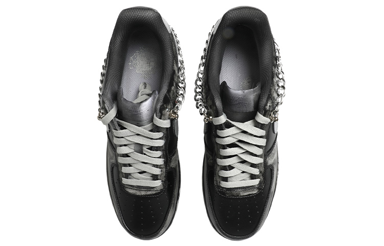 Shop (W) [Sepatu Custom] Nike Air Force 1 Low 'Hitam Perak' DD8959-100(Team拾玖-黑色链条锁女S-BOX)