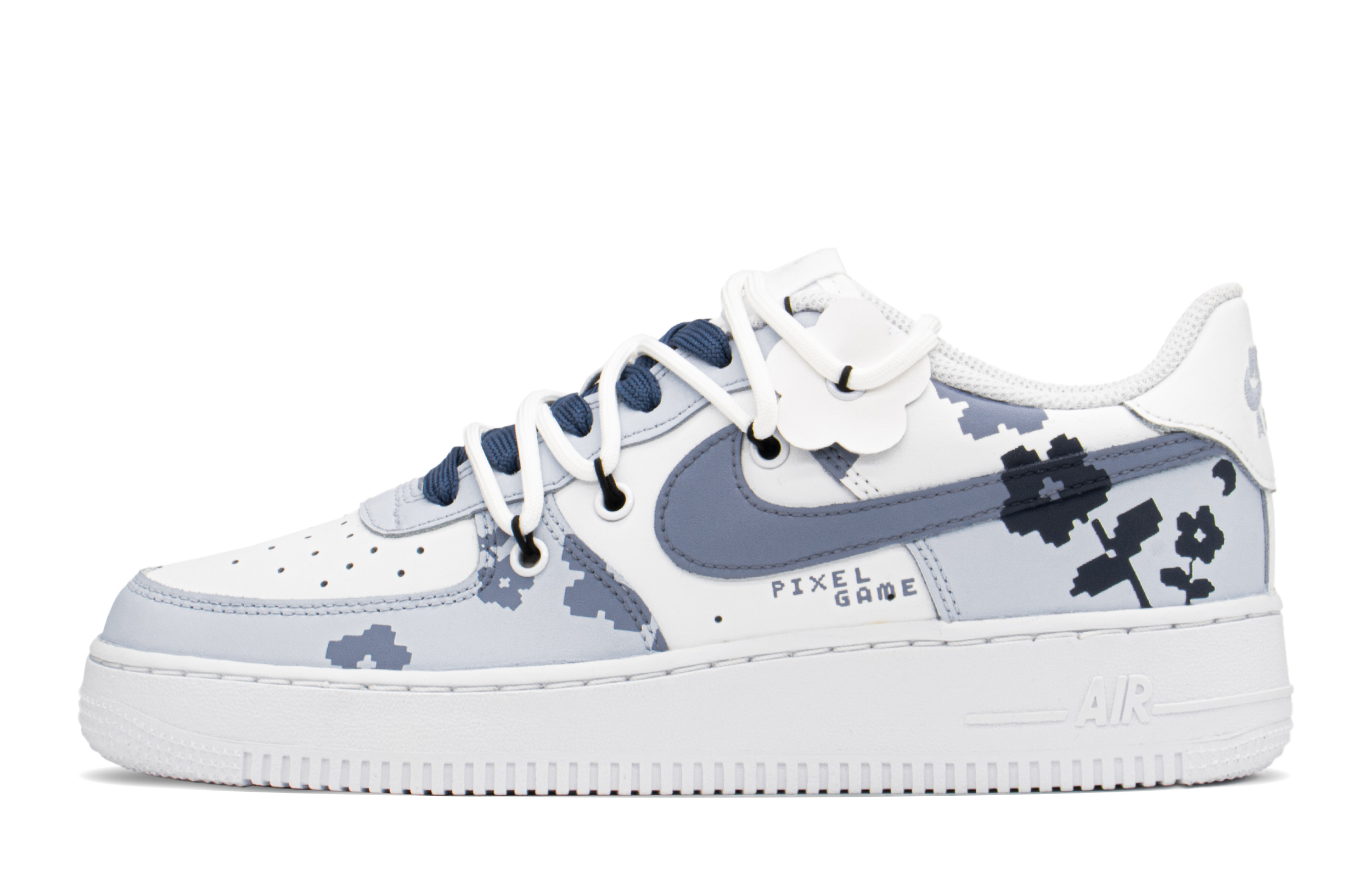 Buy (W) Zapatillas Nike Air Force 1 Low 'Azul Blanco Pixel' Personalizadas DD8959-100(TeamA-AF蓝白花S-BOX)
