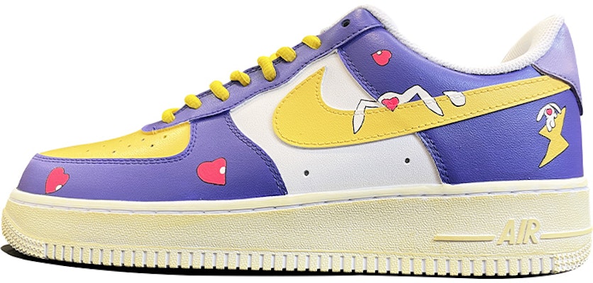 【定制球鞋】 Nike Air Force 1 Low Triple White 空軍一號 閃電兔 撞色 愛心 卡通 手繪塗鴉 低筒 板鞋 女款 藍黃 Buy 【定制球鞋】 Nike Air Force 1 Low Triple White 空軍一號 閃電兔 撞色 愛心 卡通 手繪塗鴉 低筒 板鞋 女款 藍黃