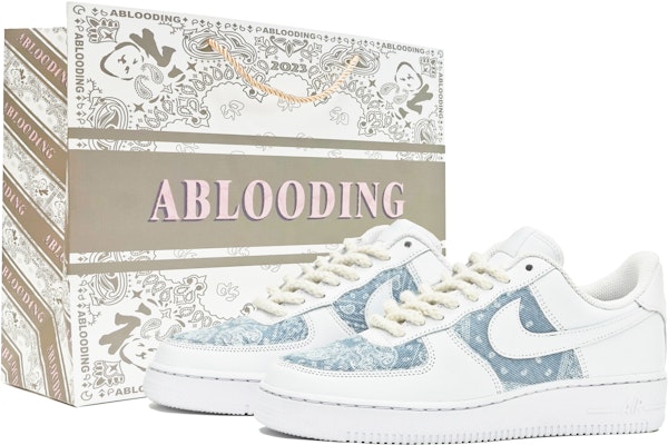 【客製球鞋】 Nike Air Force 1 Low 古布系列 不規則腰果花 縫紉 破壞毛邊 低筒 板鞋 女款 藍色 Buy 【客製球鞋】 Nike Air Force 1 Low 古布系列 不規則腰果花 縫紉 破壞毛邊 低筒 板鞋 女款 藍色
