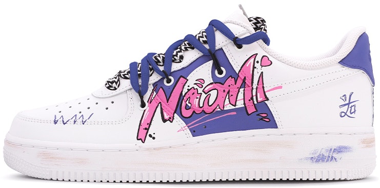 custom-shoes-women-nike-air-force-1-low-blue-white-graffiti