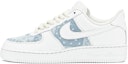 Order 【客製球鞋】 Nike Air Force 1 Low 古布系列 不規則腰果花 縫紉 破壞毛邊 低筒 板鞋 女款 藍色