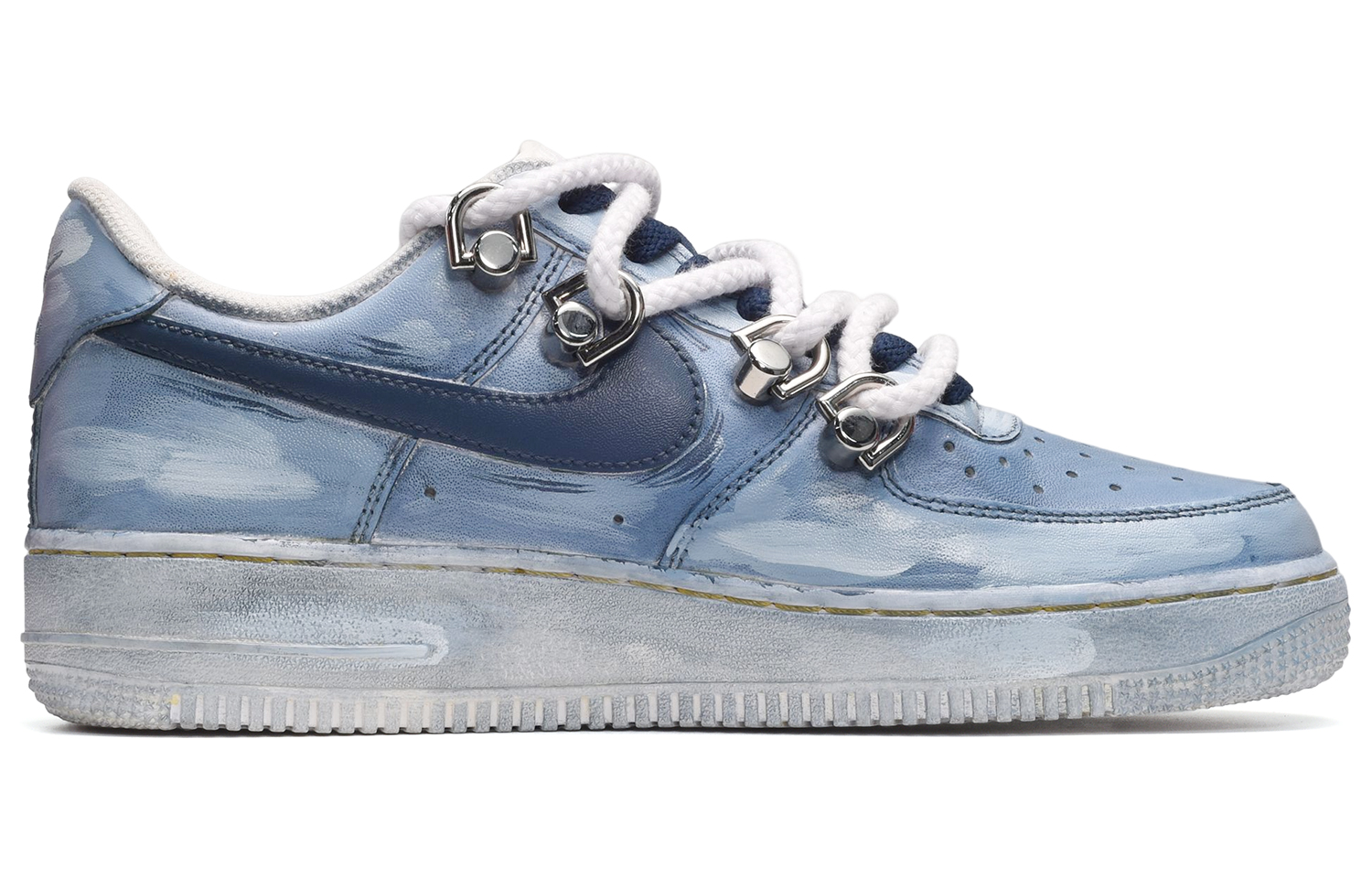 Order (W) [Kasut Custom] Nike Air Force 1 Low 'Blue Dip Sea Salt Graffiti' DD8959-100(TeamE-女款海盐涂鸦蓝黑)